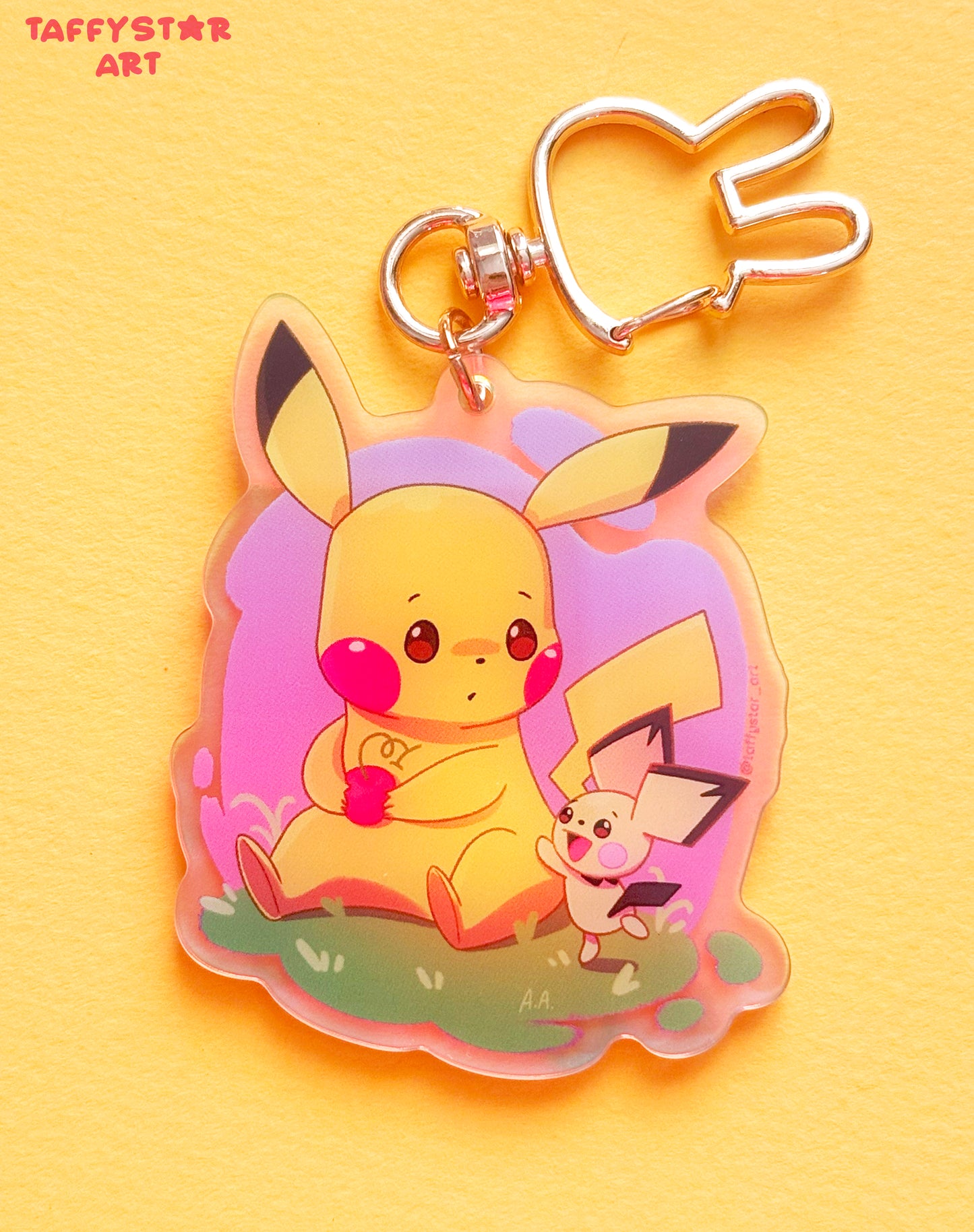 Pikachu & Pichu Holographic Acrylic Keychain
