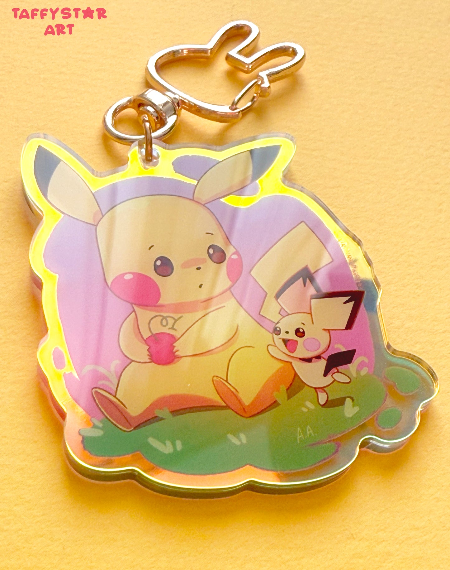 Pikachu & Pichu Holographic Acrylic Keychain