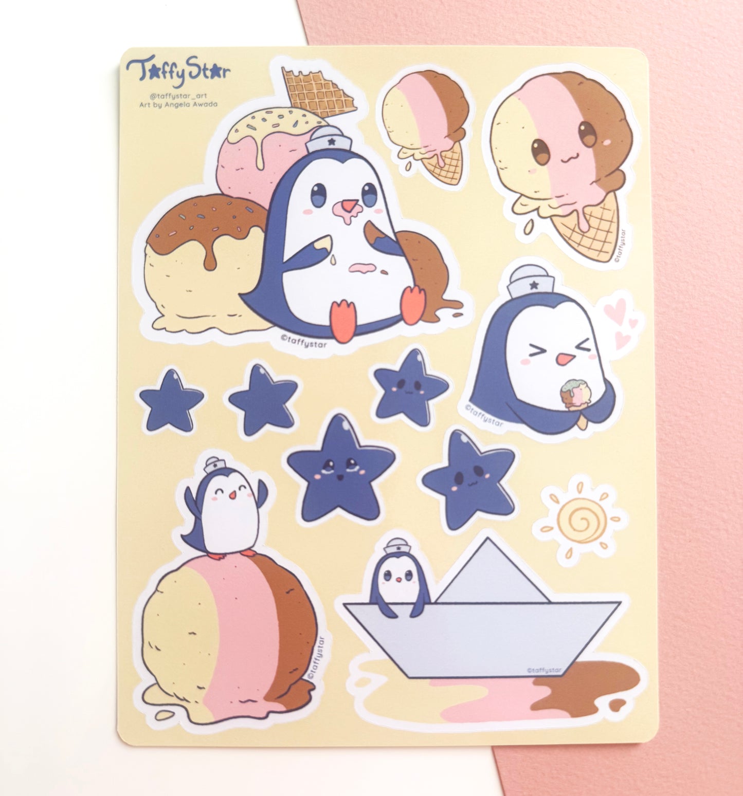 Neapolitan Penguin Paper Sticker Sheet
