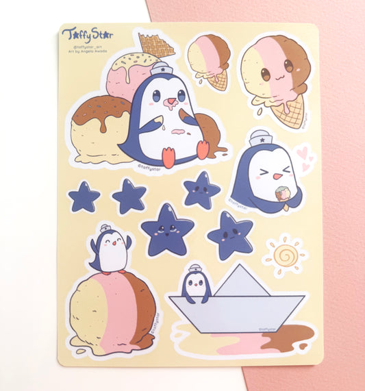 Neapolitan Penguin Paper Sticker Sheet